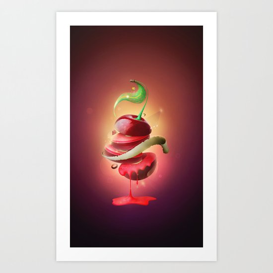 Sliced Sour Cherry Art Print