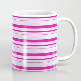 [ Thumbnail: Lavender and Deep Pink Colored Lined Pattern Coffee Mug ]