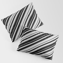 [ Thumbnail: Black & Light Grey Colored Pattern of Stripes Pillow Sham ]