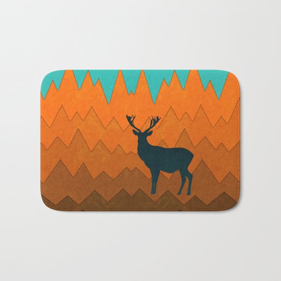 Deer silhouette in autumn Bath Mat