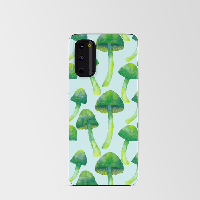 Green Yellow Watercolor Mushrooms Android Card Case