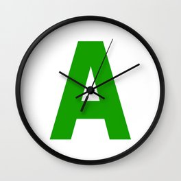Letter A (Green & White) Wall Clock