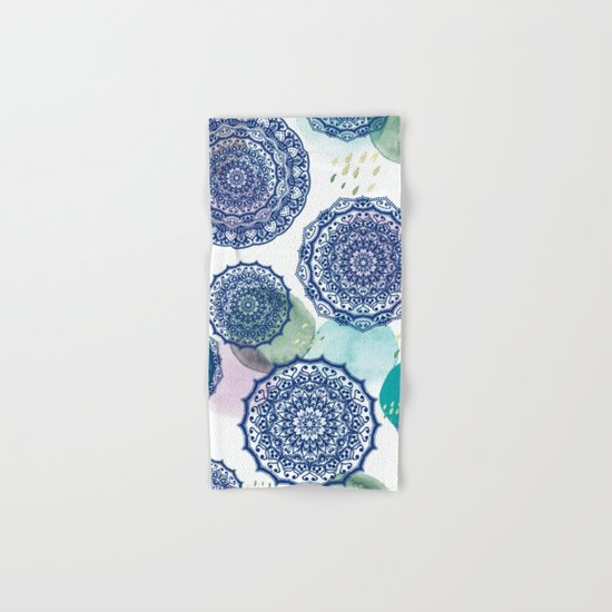Fall Love Mandala in Blue Hand & Bath Towel