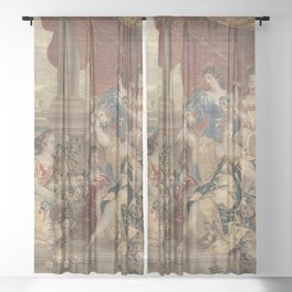 Antique 18th Century 'Spring' Flower Garden Tapestry Sheer Curtain