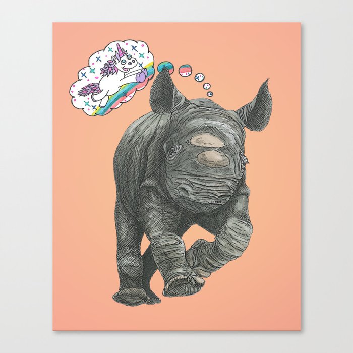 A Baby Rhino's Ontological Argument for the Existence of Unicorns Canvas Print