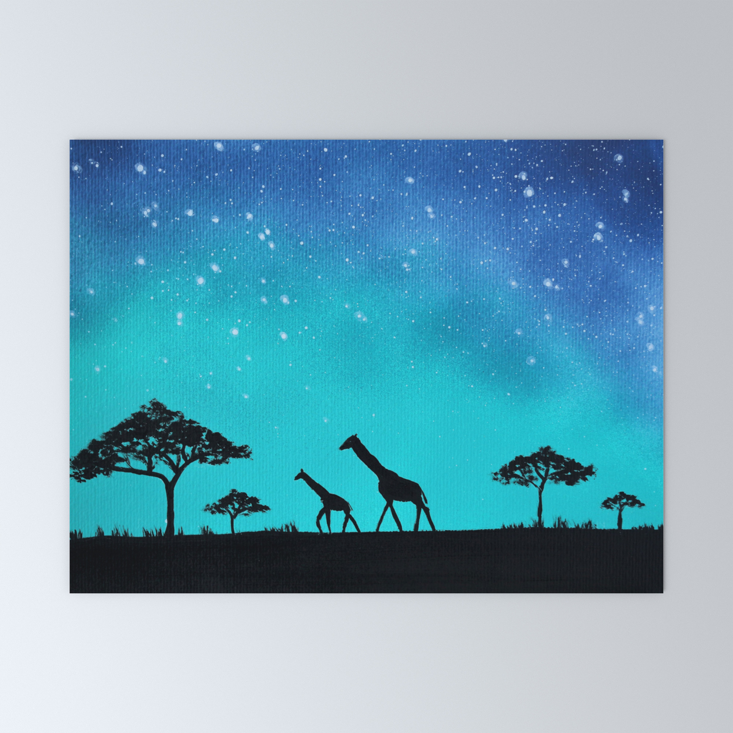 Giraffe Silhouette Painting Mini Art Print By Terrasomniaart