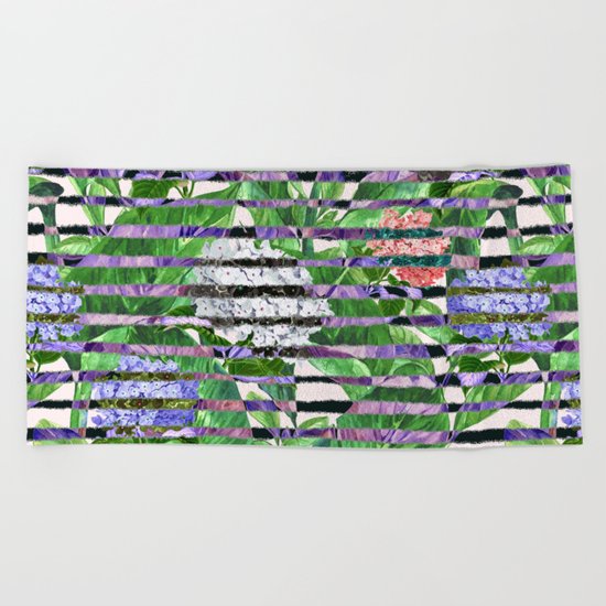 Stripes with Flowers Beach Towel