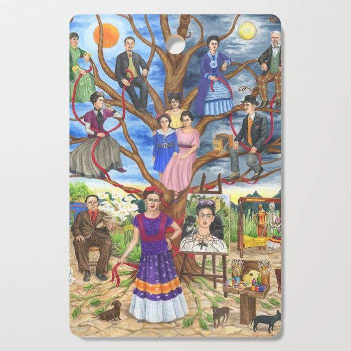 Frida Kahlo Custom Family Tree Painting Cutting Board By