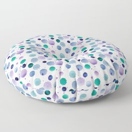 Watercolor Purple, Green & Grey Splatters Pattern Floor Pillow