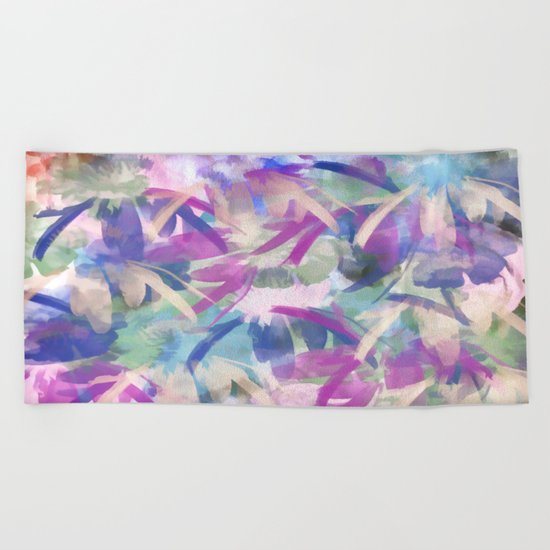 Pastel Floral Extravaganza Abstract Beach Towel