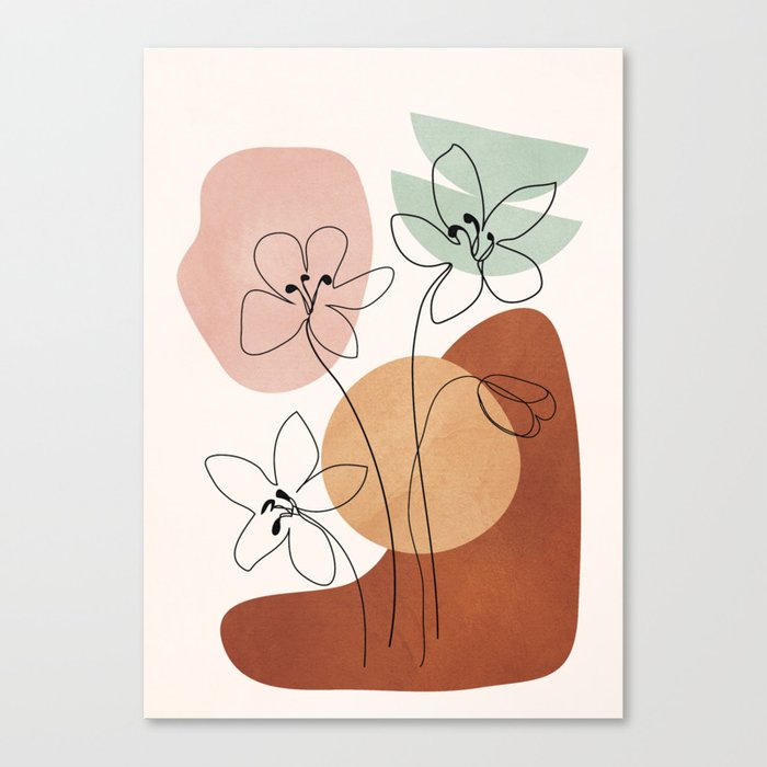 Minimal Abstract Flowers 04 Canvas Print