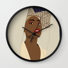 Jana woman illustration  Wall Clock | Digital, Africa, Redlips, Face, Vector, Profil, Woman, Blue, Odhara, Portrait 