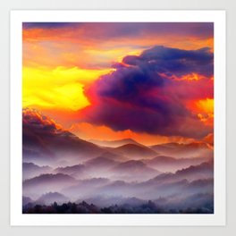 Purple Mountains Rainbow Skies Art Print