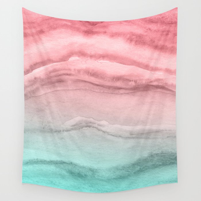 Agate Abstract Pattern - Pink Green Wall Tapestry
