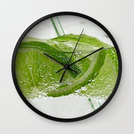 Green Limes In Soda Wall Clock