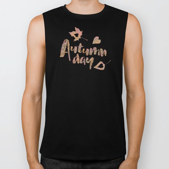 Autumn - Autumn day- glitter typography on white background Biker Tank