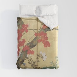 Maple Tree Japanese Edo Period Six-Panel Gold Leaf Screen Duvet Cover