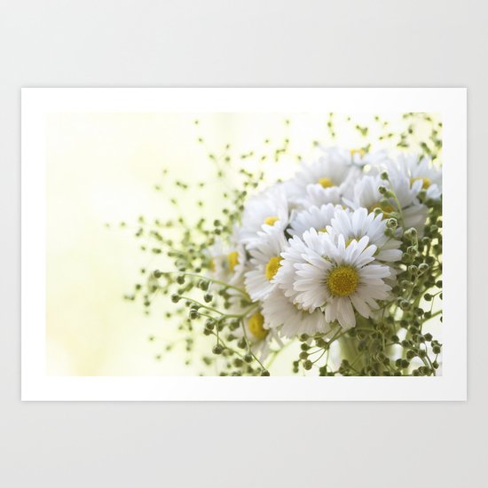 Bouquet of daisies in LOVE - Flower Flowers Daisy Art Print