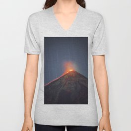 Erupción del Volcán de Fuego V Neck T Shirt