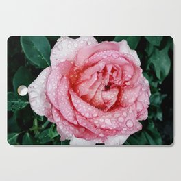 Garden pink rose with raindrops  Cutting Board