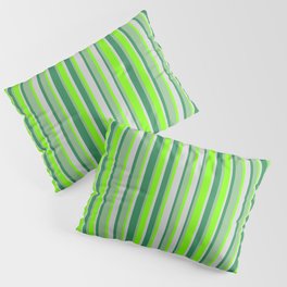 [ Thumbnail: Dark Sea Green, Sea Green, Light Grey, and Green Colored Lines/Stripes Pattern Pillow Sham ]