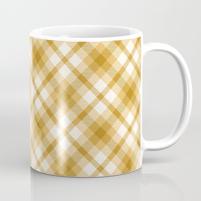 Mustard Yellow Diagonal Tartan Plaid Pattern,Checkered,Gingham,Check,Scottish,Scotland,Stewart,Clan, Coffee Mug
