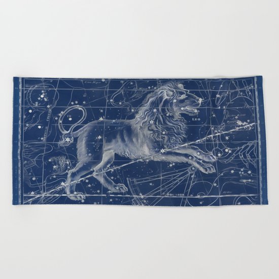 Leo sky star map Beach Towel