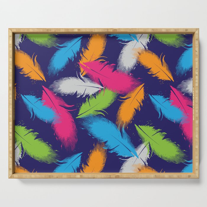 Bright Falling Feathers Serving Tray