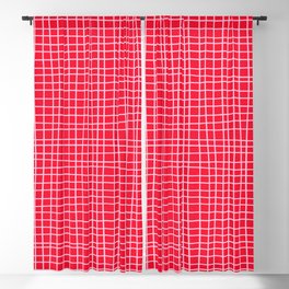 Rose Red Grid Pattern  Blackout Curtain