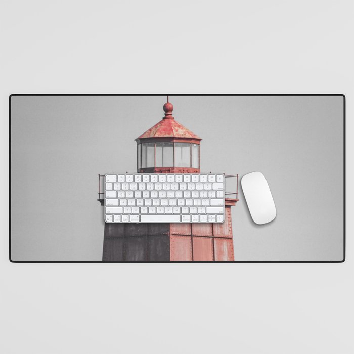 Racine Breakwater Lighthouse Color Isolation Desk Mat