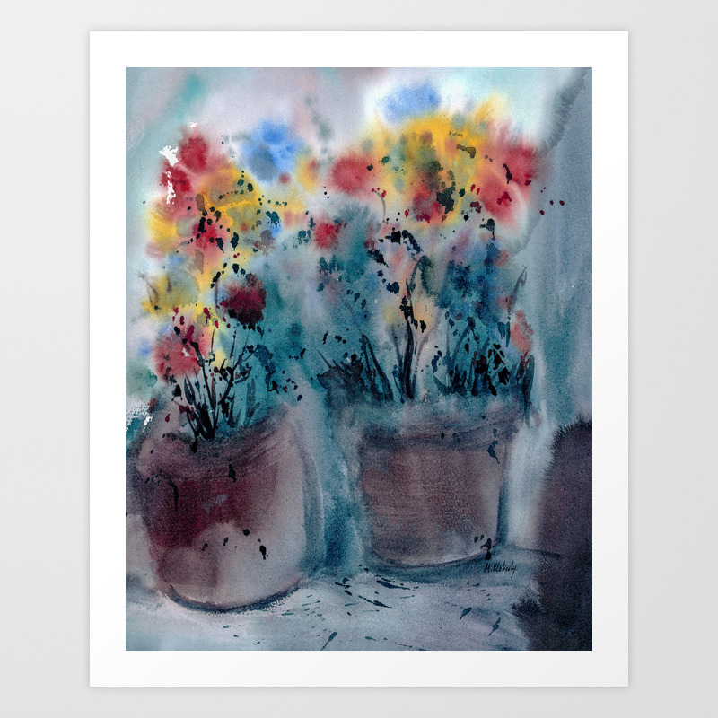 Flower Pots An Image Of One My Watercolor Paintings Art Print By