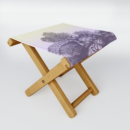 Pastel Coral Garden Underwater Ocean Scenery with Water Plants and Sea Animals Folding Stool