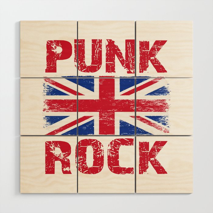 Punk Rock Union Jack Wood Wall Art