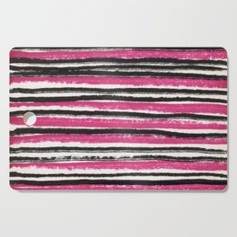 Horizontal pink and black striped pattern - handpainted Cutting Board
