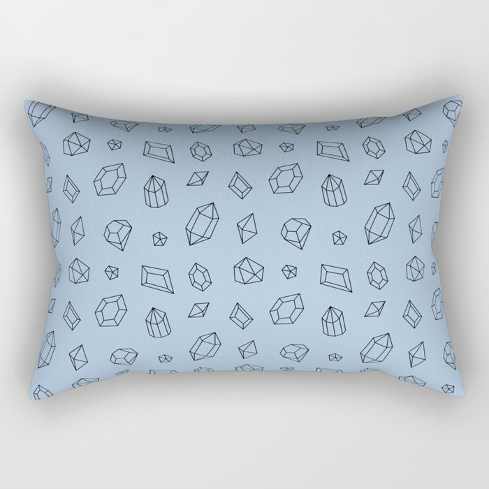 Pale Blue and Black Gems Pattern Rectangular Pillow