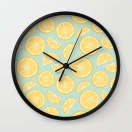 Lemon Slices on Turquoise Wall Clock