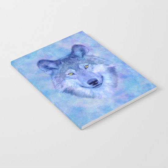 Sky blue wolf with Golden eyes Notebook