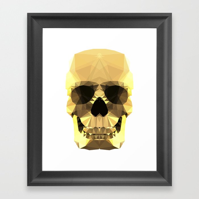 Polygon Heroes - Gold Skull Framed Art Print