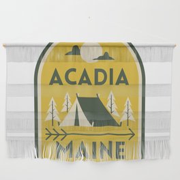 Acadia National Park Maine Camping Tent Vintage Travel Wall Hanging
