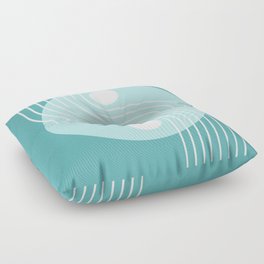 Geometric Lines and Shapes 23 in Teal Green Floor Pillow