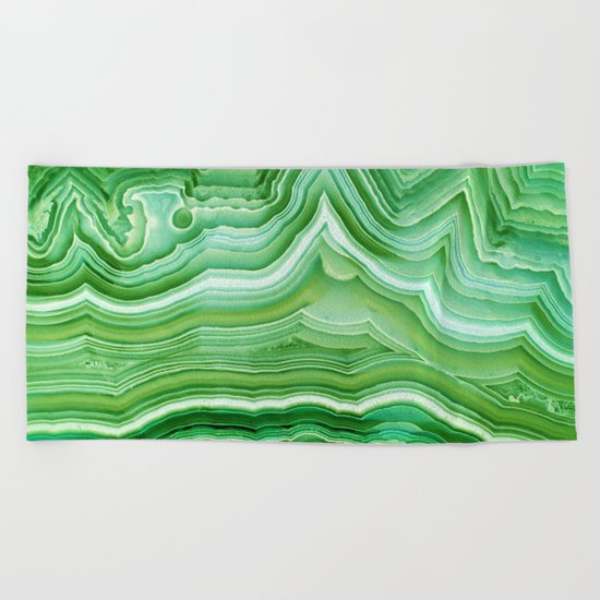 Agate crystal green Beach Towel