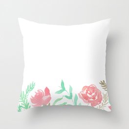 Pink Florals And Mint Leaves Throw Pillow
