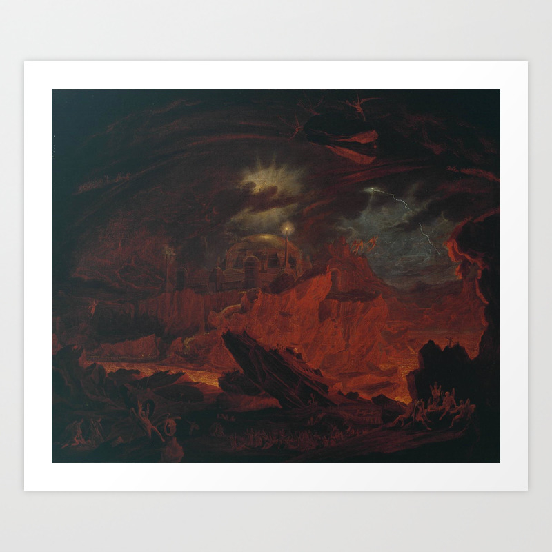 John Martin 1789 1854 The Fallen Angels Entering Pandemonium From