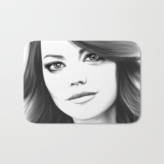 Emma Stone minimalist digital portrait Bath Mat