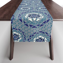 Blue lace Mandalas pattern Table Runner
