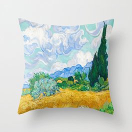Vincent van Gogh Wheat Field with Cypresses, 1889 Throw Pillow