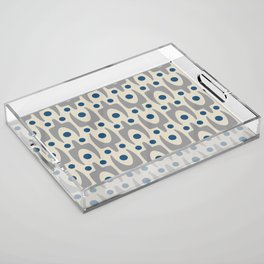 Mid Century Modern Abstract Pattern 149 Gray and Blue Acrylic Tray