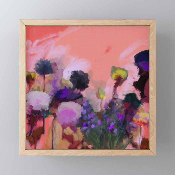 floral pink abstract Framed Mini Art Print