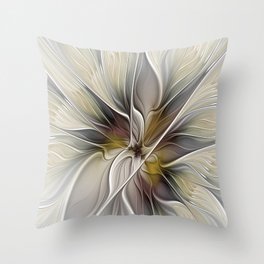 Floral Abstract, Fractal Art Throw Pillow