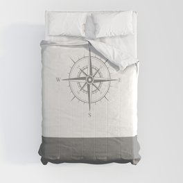 Vintage Nautical Compass - Gray & White Comforter